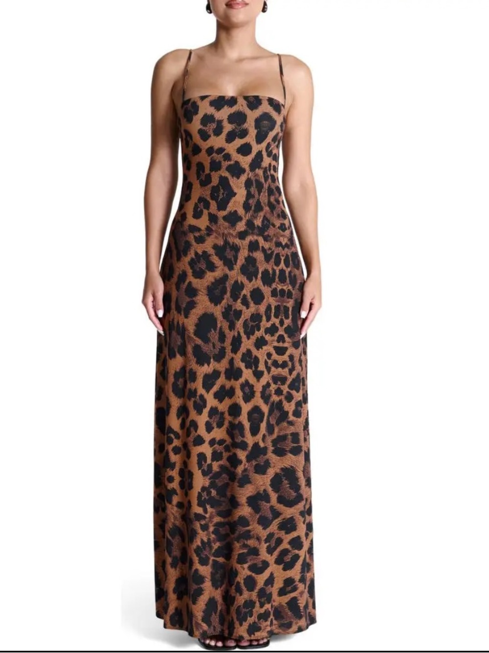 NWOT Naked Wardrobe Sz S Leopard Printed Maxi Dress Bodycon Lined Sleeveless